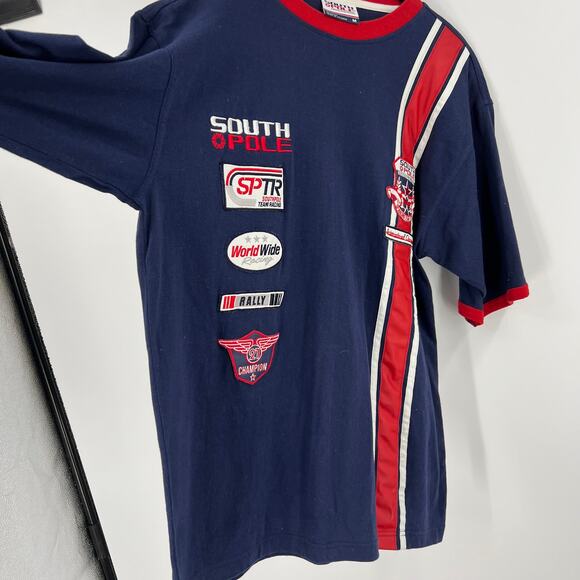 South Pole Navy Blue Authentic Racing Collection T-shirt W Patches Men's Medium - Picture 8 of 9